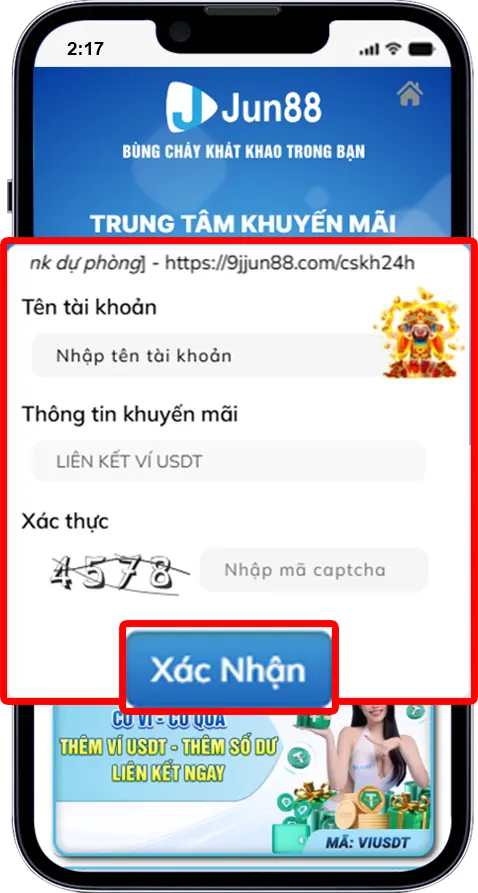 Bước 3:  Nhập tên đăng nhâp » Mã xác thực » Xác nhận